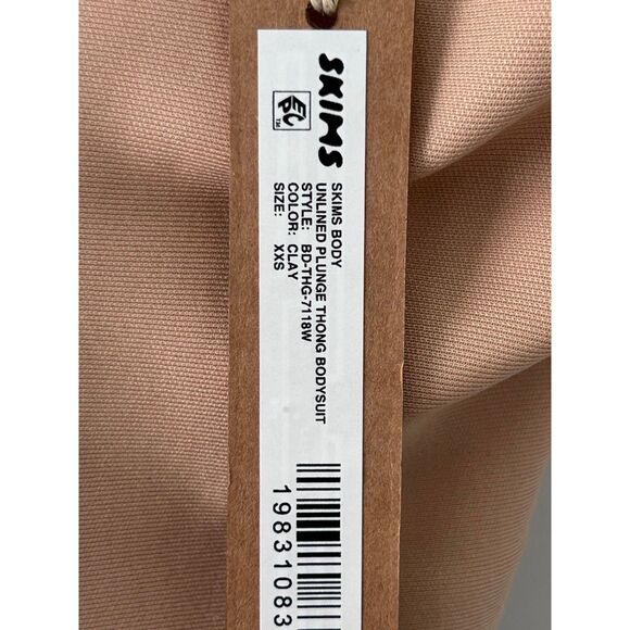 NWT Skims Body Unlined Plunge Thong Bodysuit Clay Size XXS - Picture 5 of 6